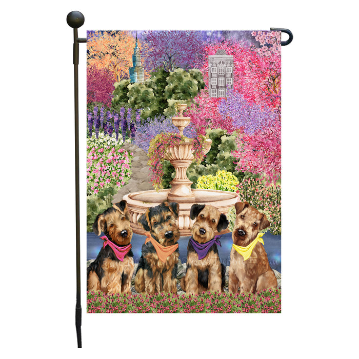 Airedale Terrier Dogs Garden Flag: Explore a Variety of Designs, Weather Resistant, Double-Sided, Custom, Personalized, Outside Garden Yard Decor, Flags for Dog and Pet Lovers