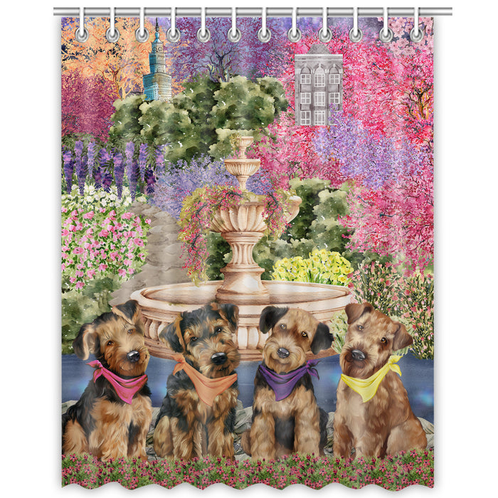 Airedale Terrier Shower Curtain, Custom Bathtub Curtains with Hooks for Bathroom, Explore a Variety of Designs, Personalized, Gift for Pet and Dog Lovers