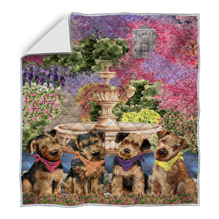 Airedale Terrier Bed Quilt, Explore a Variety of Designs, Personalized, Custom, Bedding Coverlet Quilted, Pet and Dog Lovers Gift