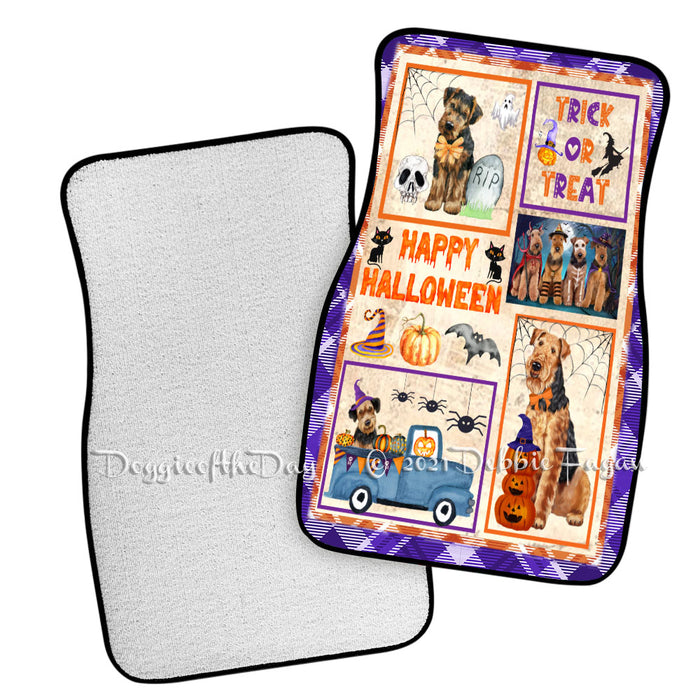 Happy Halloween Trick or Treat Airedale Dogs Polyester Anti-Slip Vehicle Carpet Car Floor Mats CFM48736