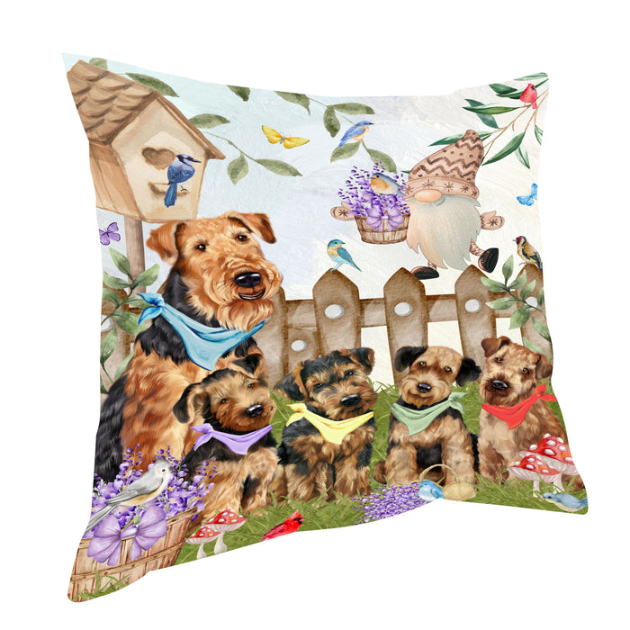 Airedale Terrier Throw Pillow: Explore a Variety of Designs, Cushion Pillows for Sofa Couch Bed, Personalized, Custom, Dog Lover's Gifts