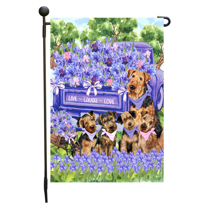 Airedale Terrier Dogs Garden Flag for Dog and Pet Lovers, Explore a Variety of Designs, Custom, Personalized, Weather Resistant, Double-Sided, Outdoor Garden Yard Decoration