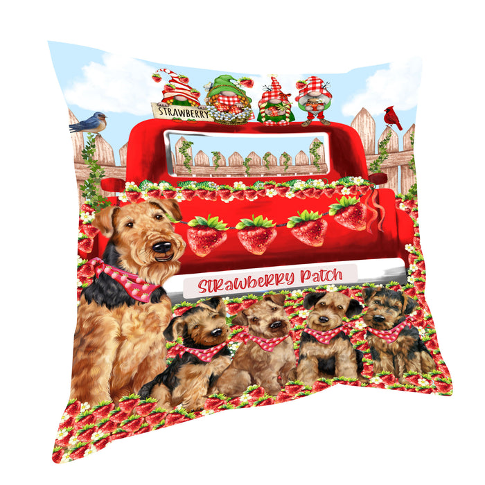 Airedale Terrier Pillow: Cushion for Sofa Couch Bed Throw Pillows, Personalized, Explore a Variety of Designs, Custom, Pet and Dog Lovers Gift