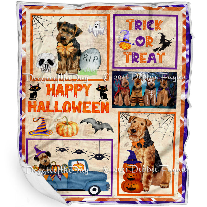 Happy Halloween Trick or Treat Airedale Dogs Blanket BLNKT143702