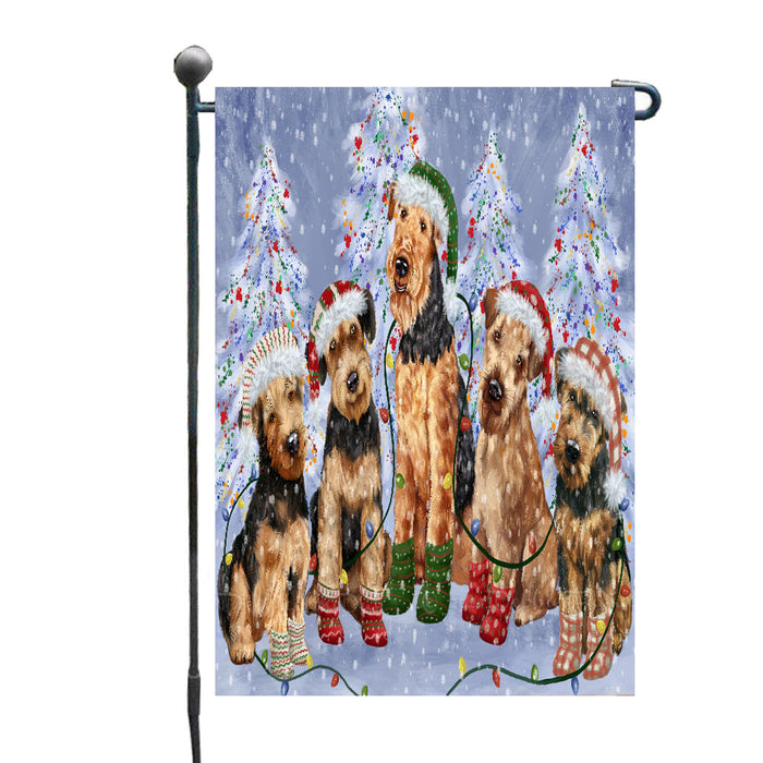 Christmas Lights and Airedale Dogs Garden Flags- Outdoor Double Sided Garden Yard Porch Lawn Spring Decorative Vertical Home Flags 12 1/2"w x 18"h