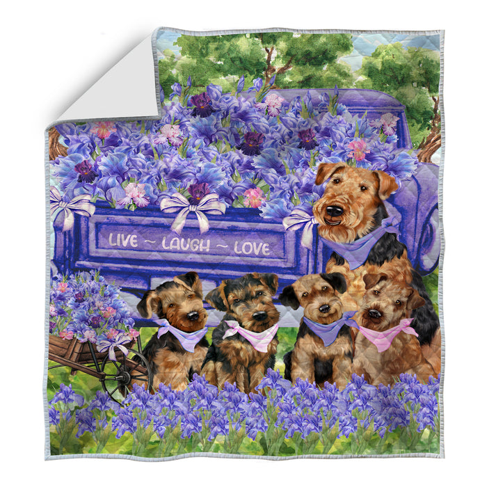 Airedale Terrier Quilt: Explore a Variety of Custom Designs, Personalized, Bedding Coverlet Quilted, Gift for Dog and Pet Lovers