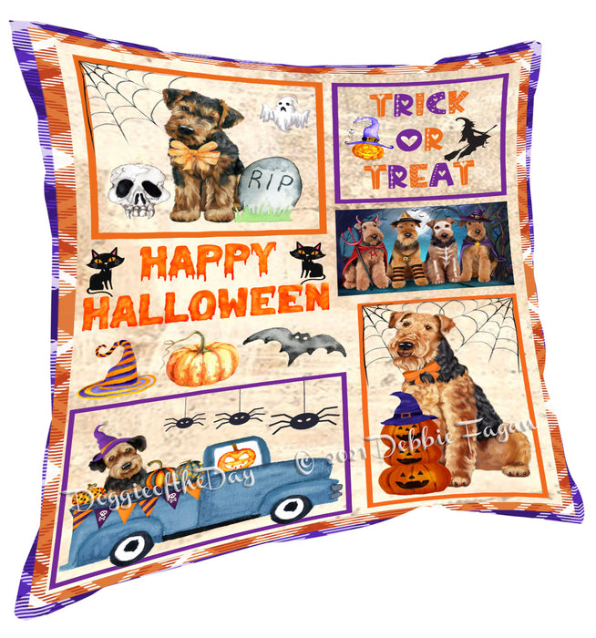 Happy Halloween Trick or Treat Airedale Dogs Pillow with Top Quality High-Resolution Images - Ultra Soft Pet Pillows for Sleeping - Reversible & Comfort - Ideal Gift for Dog Lover - Cushion for Sofa Couch Bed - 100% Polyester