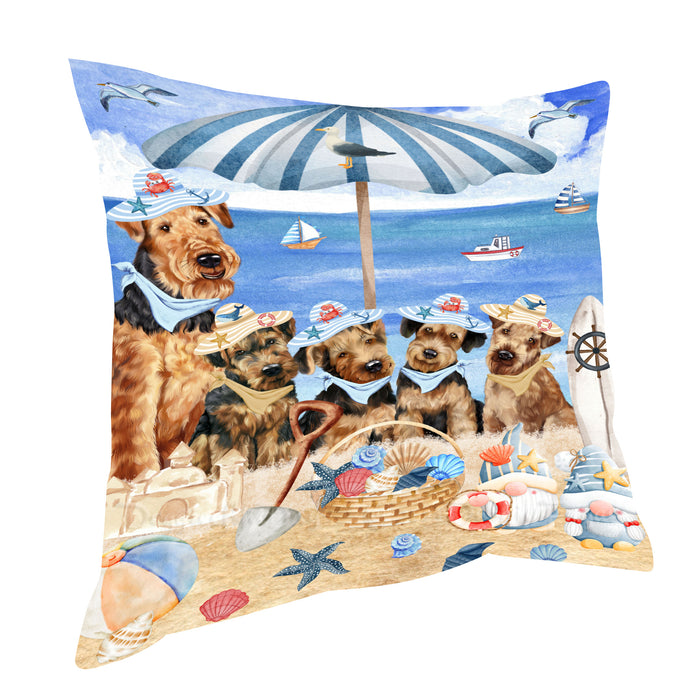 Airedale Terrier Throw Pillow: Explore a Variety of Designs, Cushion Pillows for Sofa Couch Bed, Personalized, Custom, Dog Lover's Gifts