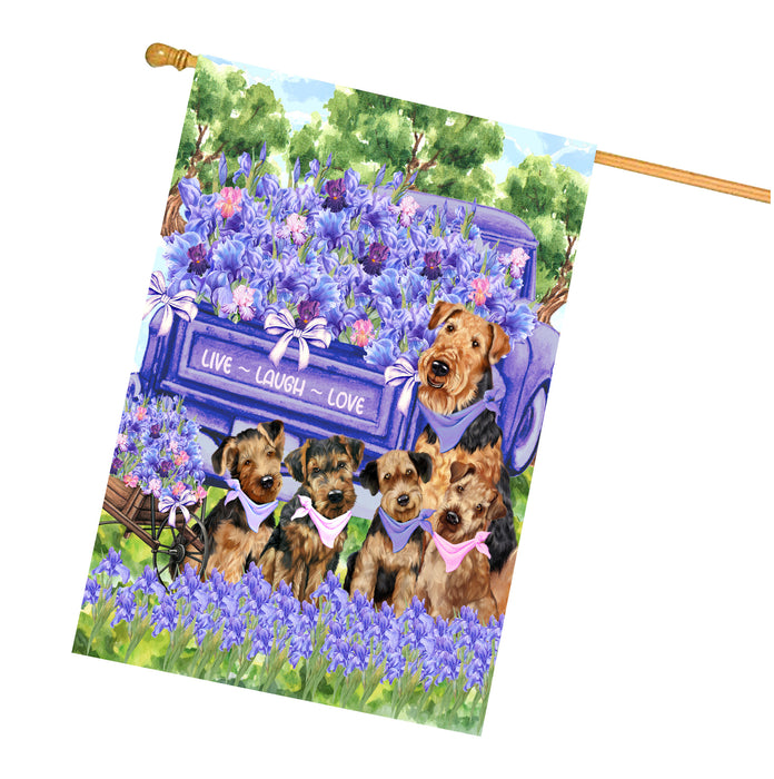 Airedale Terrier Dogs House Flag for Dog and Pet Lovers, Explore a Variety of Designs, Custom, Personalized, Weather Resistant, Double-Sided, Home Outside Yard Decor