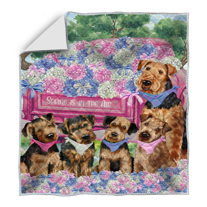 Airedale Terrier Quilt, Explore a Variety of Bedding Designs, Bedspread Quilted Coverlet, Custom, Personalized, Pet Gift for Dog Lovers