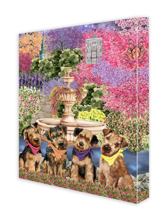 Airedale Terrier Dogs Canvas: Explore a Variety of Designs, Custom, Digital Art Wall Painting, Personalized, Ready to Hang Halloween Room Decor, Gift for Pet and Dog Lovers