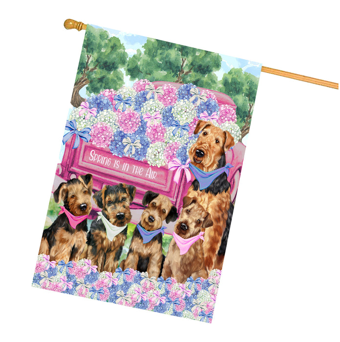 Airedale Terrier Dogs House Flag: Explore a Variety of Personalized Designs, Double-Sided, Weather Resistant, Custom, Home Outside Yard Decor for Dog and Pet Lovers