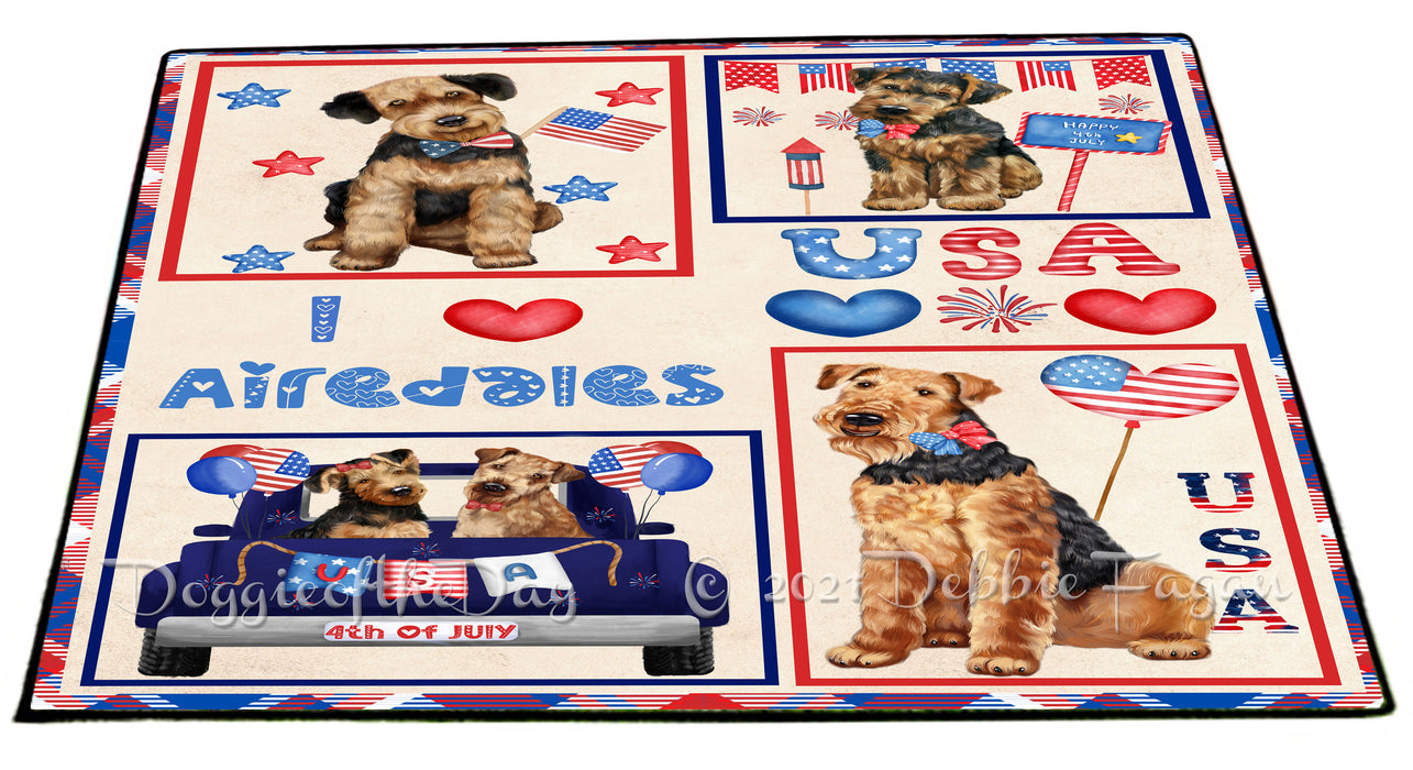 4th of July Independence Day I Love USA Airedale Dogs Floormat FLMS56071 Floormat FLMS56071