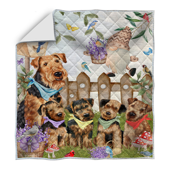 Airedale Terrier Bedding Quilt, Bedspread Coverlet Quilted, Explore a Variety of Designs, Custom, Personalized, Pet Gift for Dog Lovers