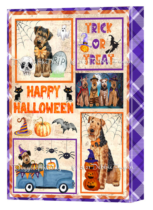Happy Halloween Trick or Treat Airedale Dogs Canvas Wall Art Decor - Premium Quality Canvas Wall Art for Living Room Bedroom Home Office Decor Ready to Hang CVS150101