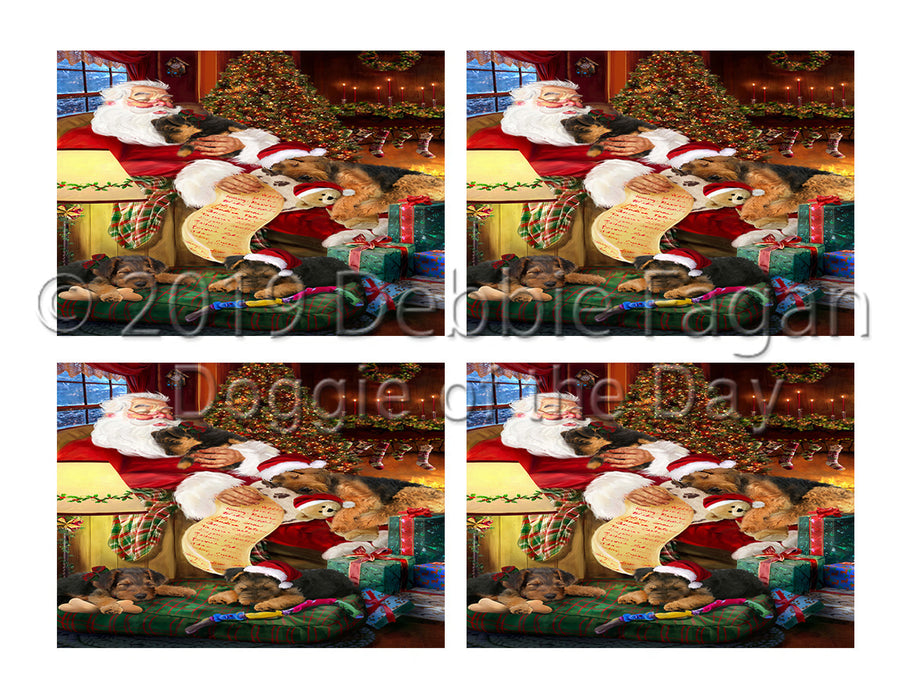 Santa Sleeping with Airedale Dogs Placemat