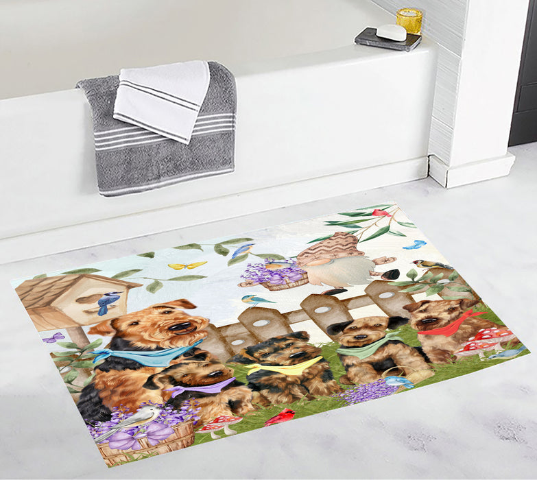Airedale Terrier Custom Bath Mat, Explore a Variety of Personalized Designs, Anti-Slip Bathroom Pet Rug Mats, Dog Lover's Gifts
