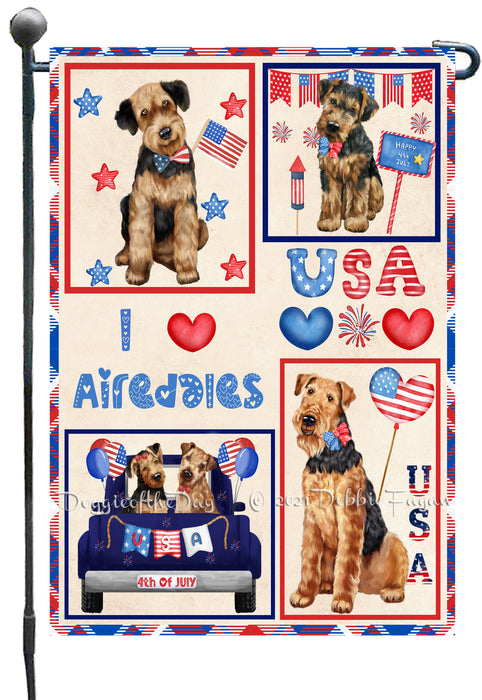4th of July Independence Day I Love USA Airedale Dogs Garden Flag GFLG66855