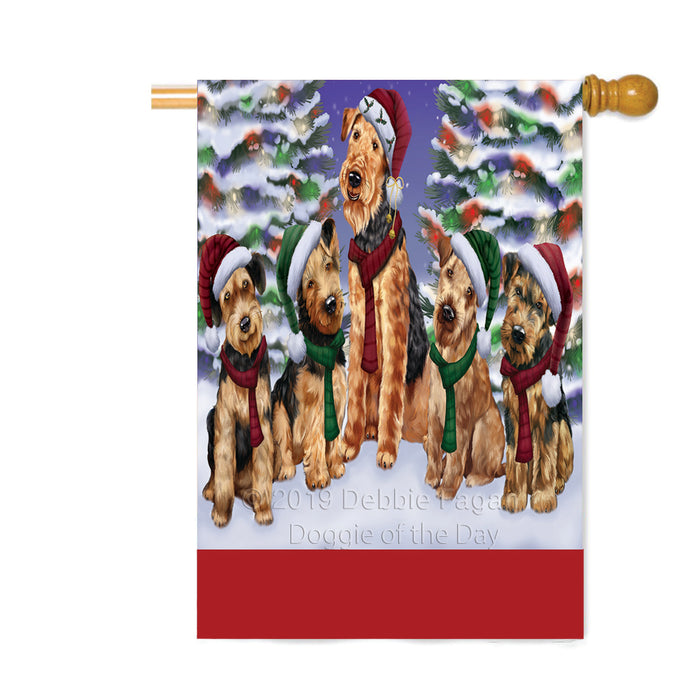 Personalized Christmas Happy Holidays Airedale Dogs Family Portraits Custom House Flag FLG-DOTD-A59134