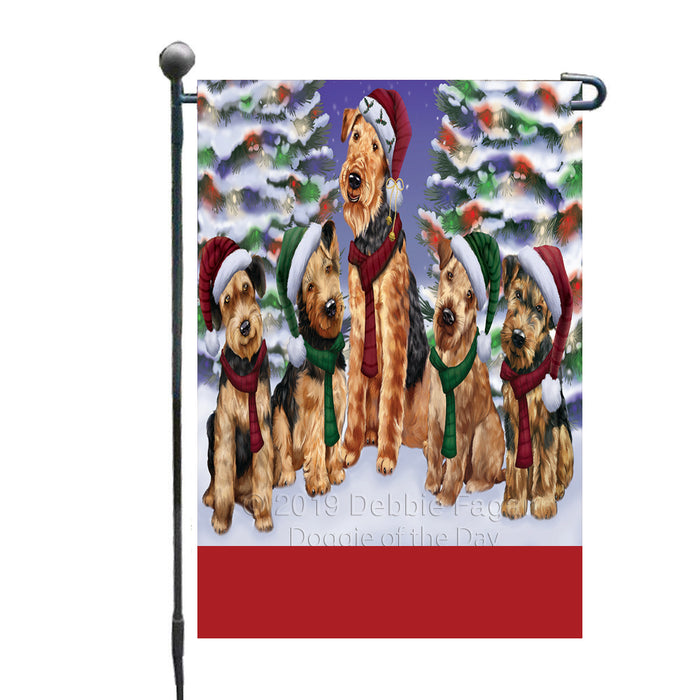 Personalized Christmas Happy Holidays Airedale Dogs Family Portraits Custom Garden Flags GFLG-DOTD-A59078