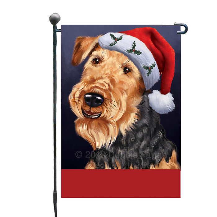 Personalized Christmas Holidays Airedale Dog Wearing Santa Hat Portrait Head Custom Garden Flags GFLG-DOTD-A59788