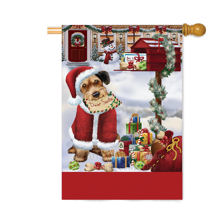 Personalized Happy Holidays Mailbox Airedale Dog Christmas Custom House Flag FLG-DOTD-A59932