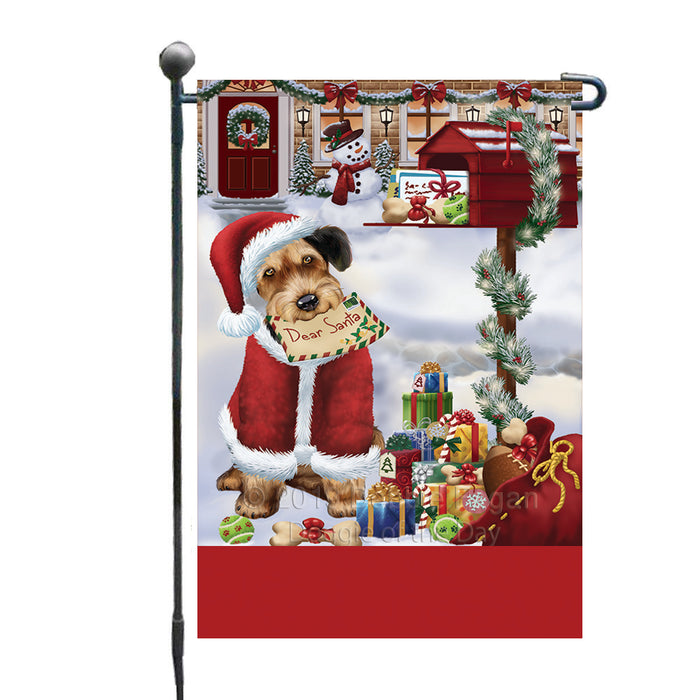 Personalized Happy Holidays Mailbox Airedale Dog Christmas Custom Garden Flags GFLG-DOTD-A59876