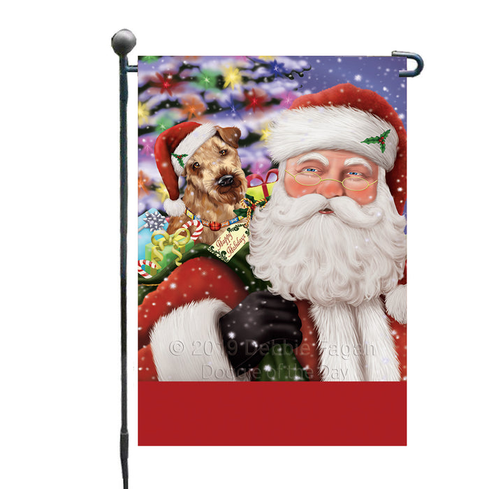 Personalized Santa Carrying Airedale Dog and Christmas Presents Custom Garden Flag GFLG63685