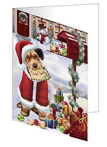 Airedales Dear Santa Letter Christmas Holiday Mailbox Dog Handmade Artwork Assorted Pets Greeting Cards and Note Cards with Envelopes for All Occasions and Holiday Seasons