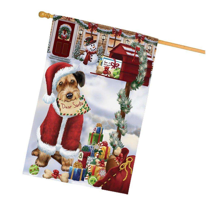Airedales Dear Santa Letter Christmas Holiday Mailbox Dog House Flag