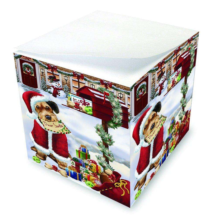 Airedales Dear Santa Letter Christmas Holiday Mailbox Dog Note Cube D078