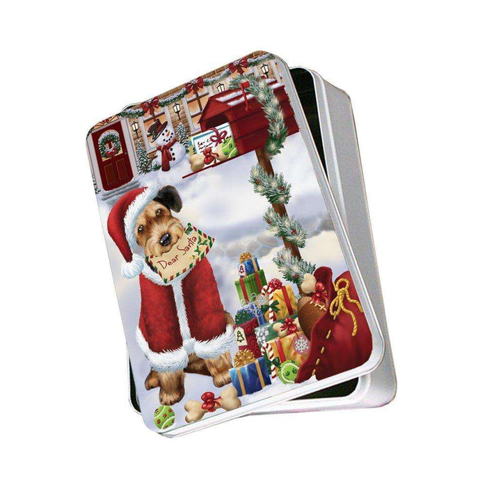 Airedales Dear Santa Letter Christmas Holiday Mailbox Dog Photo Storage Tin