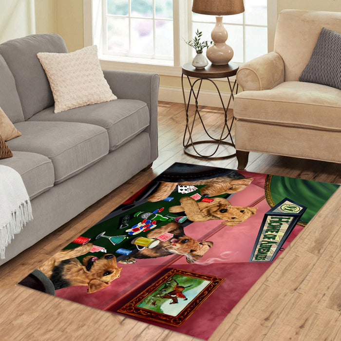 Home of  Airedale Dogs Playing Poker Area Rug