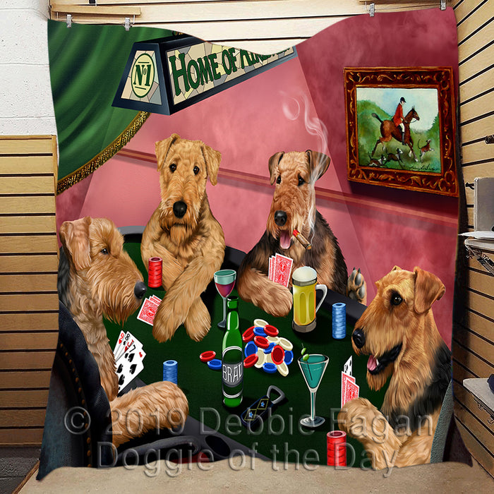 Home of  Airedale Dogs Playing Poker Quilt