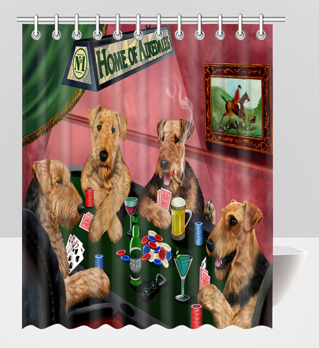 Home of  Airedale Dogs Playing Poker Shower Curtain