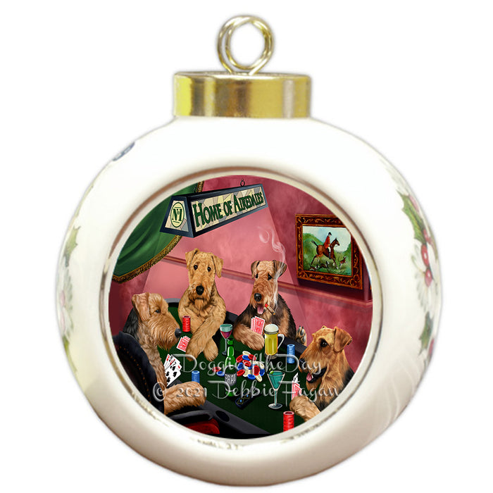 Home of Poker Playing Affenpinscher Dogs Round Ball Christmas Ornament Pet Decorative Hanging Ornaments for Christmas X-mas Tree Decorations - 3" Round Ceramic Ornament