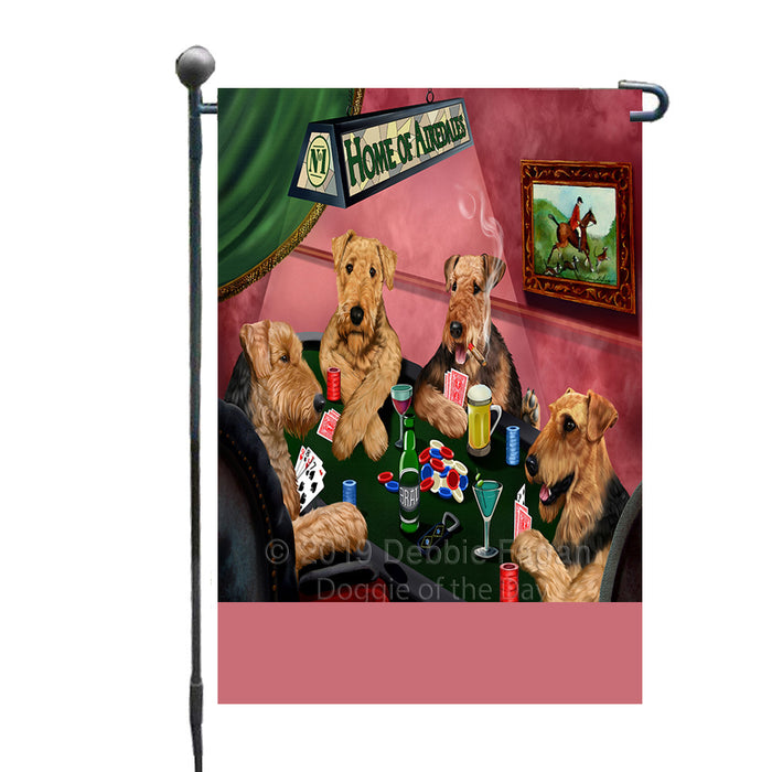 Personalized Home of Airedale Dogs Four Dogs Playing Poker Custom Garden Flags GFLG-DOTD-A60228