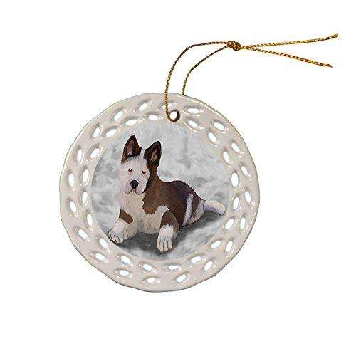 Akita Dog Christmas Doily Ceramic Ornament