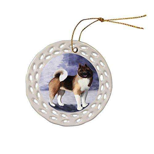 Akita Dog Christmas Doily Ceramic Ornament