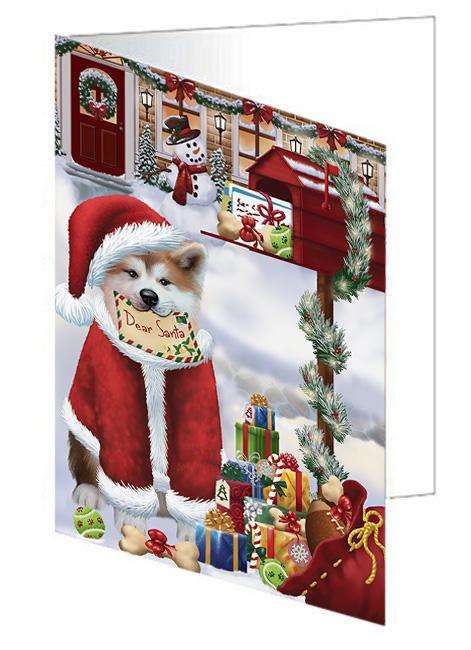 Akita Dog Dear Santa Letter Christmas Holiday Mailbox Handmade Artwork Assorted Pets Greeting Cards and Note Cards with Envelopes for All Occasions and Holiday Seasons GCD64571