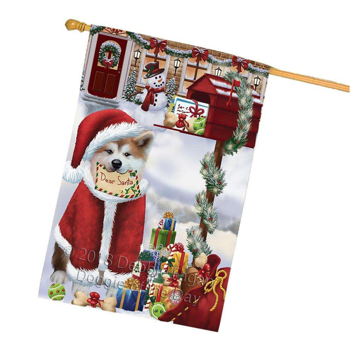 Akita Dog Dear Santa Letter Christmas Holiday Mailbox House Flag FLG53712