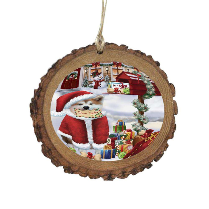 Akita Dog Dear Santa Letter Christmas Holiday Mailbox Wooden Christmas Ornament WOR48989