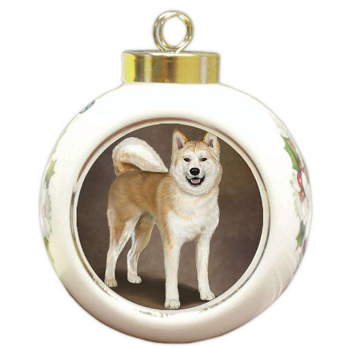 Akita Dog Round Ball Christmas Ornament