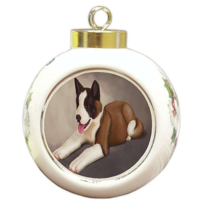 Akita Dog Round Ceramic Ball Christmas Ornament