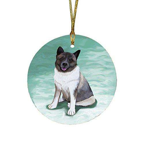 Akita Dog Round Christmas Ornament