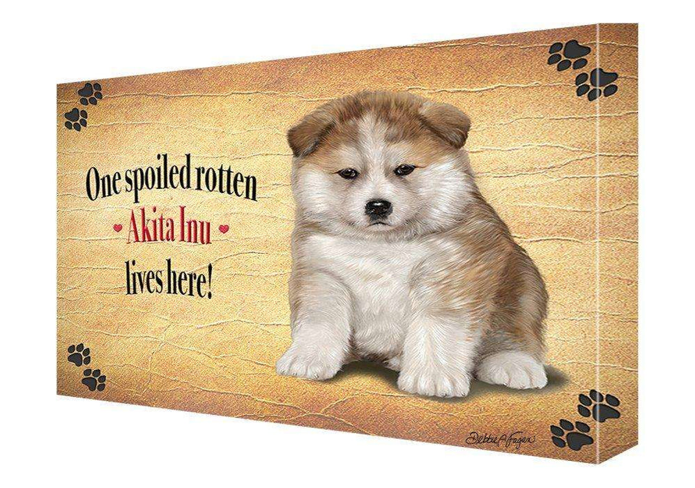 Akita Inu Spoiled Rotten Dog Painting Printed on Canvas Wall Art Signed