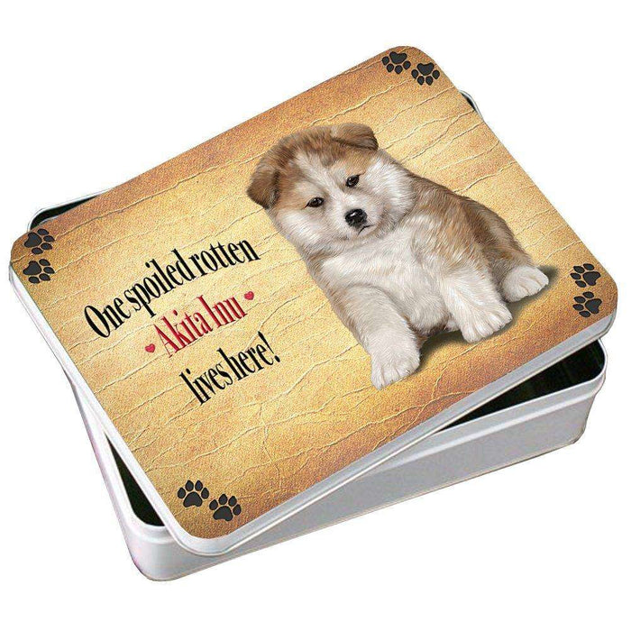 Akita Inu Spoiled Rotten Dog Photo Storage Tin