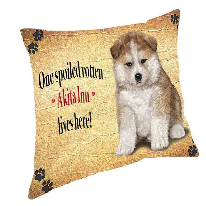 Akita Inu Spoiled Rotten Dog Throw Pillow