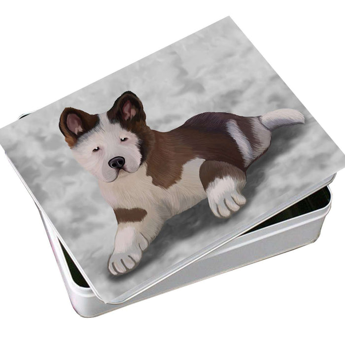 Akita Puppy Dog Photo Storage Tin