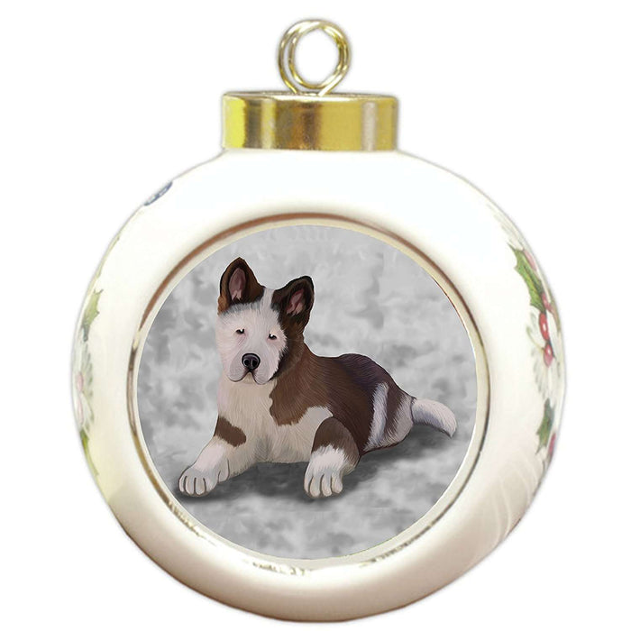 Akita Puppy Dog Round Ball Christmas Ornament